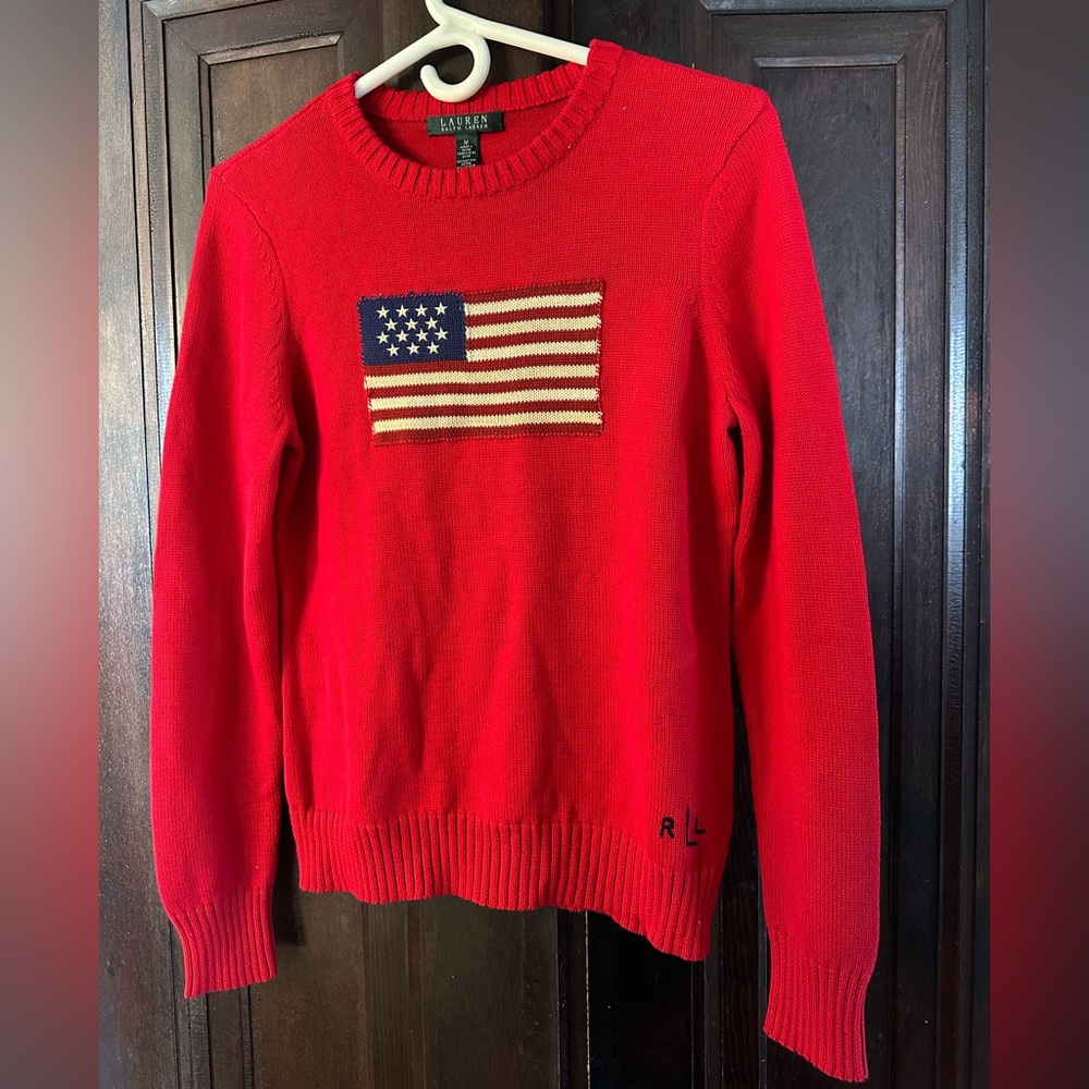 NWT Vintage Lauren Ralph Lauren Flag Sweater Size M